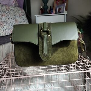 Genuine Leather Olive Green Crossbody Bag